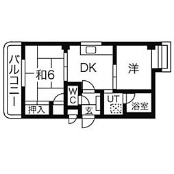 トレンツマンション 2DKの間取図画像