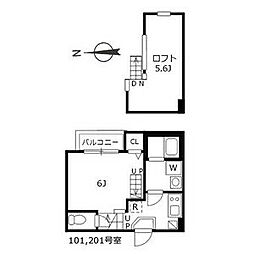 ハーモニーテラス上名古屋 1Kの間取図画像