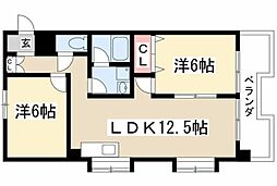 カサ松下 2LDKの間取図画像