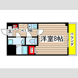 プログレスハイツ桜山 1Kの間取図画像