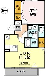 セジュール法華 1LDKの間取図画像
