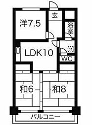 大進コーポ 3LDKの間取図画像
