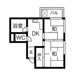 丸の内中駒ビル 2DKの間取図画像