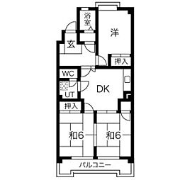 グリーンヒルズ猪子石A棟 3DKの間取図画像