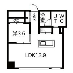 コレクション名駅3 1LDKの間取図画像