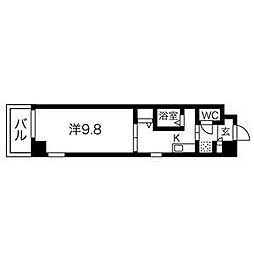 クレセール・サン 1Kの間取図画像