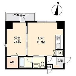 パークフラッツ新栄 1LDKの間取図画像
