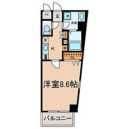 スカイコート葵 1Kの間取図画像