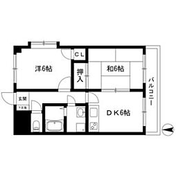 アクシスコート 2DKの間取図画像