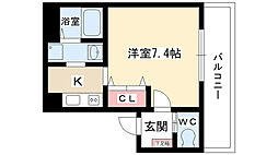 イースタンヒルズ一社 1Kの間取図画像