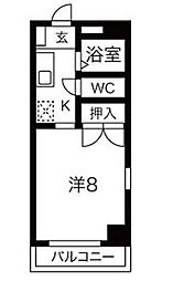 アーバンライフヤマゼン 1Kの間取図画像