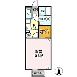 プレステージ中村公園 1Kの間取図画像