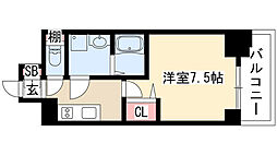 プレサンス桜通ザ・タイムズ 1Kの間取図画像