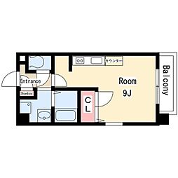 オンディーヌ・花の木 ワンルームの間取図画像