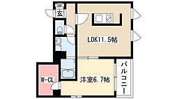 グランレーヴ金山 1LDKの間取図画像