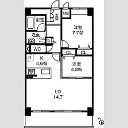 レジーナヒルズ覚王山 2LDKの間取図画像