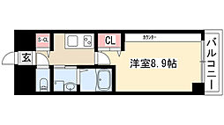 ロイヤルスクエア徳川 1Kの間取図画像