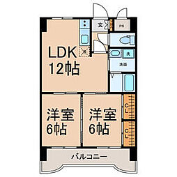 アネックス高畑 2LDKの間取図画像