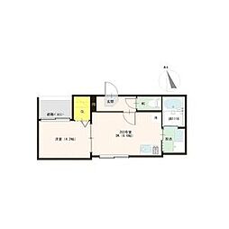 名古屋市天白区植田西3丁目アパート 1DKの間取図画像