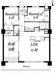 シャーウッド明徳公園 3LDKの間取図画像