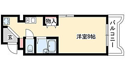 グランベール安田通 1Kの間取図画像