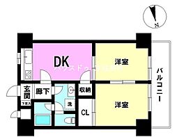 ウッディライフお花茶屋 2DKの間取図画像