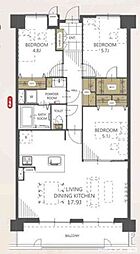 ハウベストマンション帯山一番館 3LDKの間取図画像
