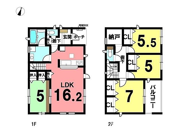 中央区黒髪第41号棟4SLDK1F：50.22m2　2F：46.17m2