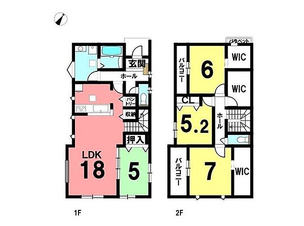 東区京塚本町4期1号棟4LDK1Ｆ：59.62m2　2Ｆ：52.58m2