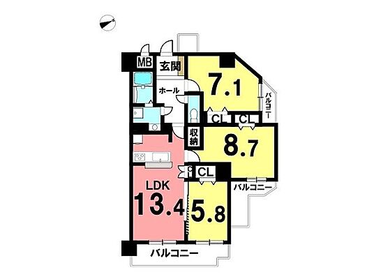 間取り コアマンションマキシム京町台 6階/-