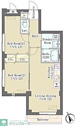 ＨＩＬＬ　ＴＯＰ　ＲＥＳＩＤＥＮＣＥ　ＯＳＡＫＩ 2階2LDKの間取り