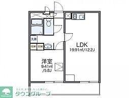 レオパレス多摩川 3階1LDKの間取り