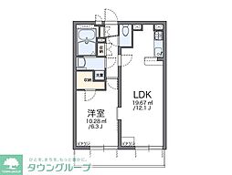 レオパレス21リバーアイランド 4階1LDKの間取り