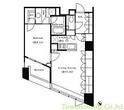 パークキューブ目黒タワー 4階1LDKの間取り