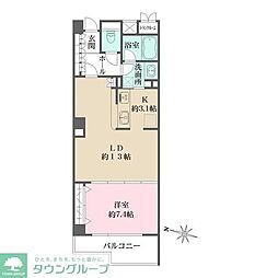グレース長者丸 1階1LDKの間取り