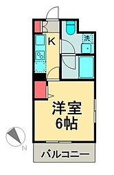 プライムアーバン月島 6階1Kの間取り