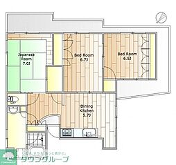 マジェスティパレスTK 4階3DKの間取り