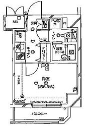 レジオス千鳥町 3階1Kの間取り
