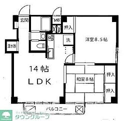 都営大江戸線 青山一丁目駅 徒歩7分の賃貸マンション 2階2LDKの間取り