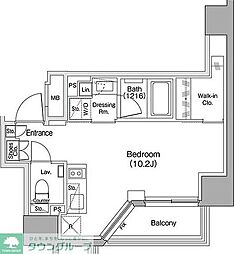 ザ・パークハビオ蒲田 4階ワンルームの間取り