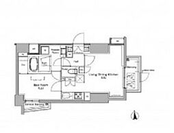 プラウドフラット南品川 3階1LDKの間取り