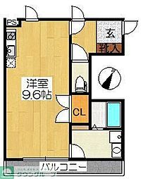 Ｍ．Ｒｅｓｉｄｅｎｃｅ目黒 2階ワンルームの間取り