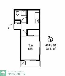ビジョンコーポ 4階1Kの間取り