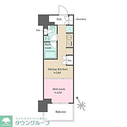 ウエリスアーバン水天宮前 12階1DKの間取り
