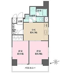 シティ田町 5階2DKの間取り