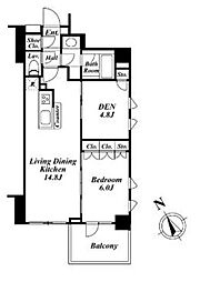 フォレシティ富ヶ谷 1階2LDKの間取り