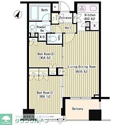 コクヨーレ日本橋 7階2LDKの間取り