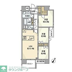 リビオレゾン人形町 6階3LDKの間取り