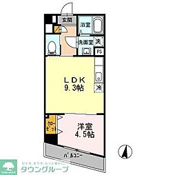 エスポワール多摩川 3階1LDKの間取り