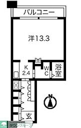 JR山手線 目黒駅 徒歩2分の賃貸マンション 3階1Kの間取り